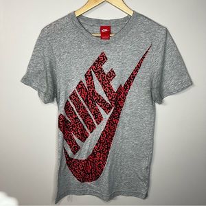 #163 Women's Nike T-Shirt with Orange and Black Animal Print Detail